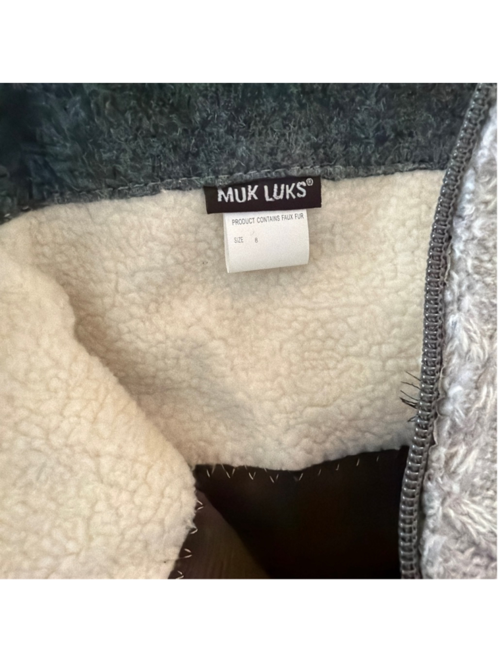 Women's MUK LUKS Brown & Gray Sweater Knit Winter Boots Size 8 Lagenlook - Picture 5 of 6